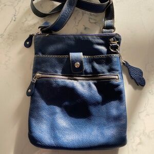 ROOTS - VENETIAN VILLAGE ROYAL BLUE LEATHER PURSE (Made in Canada)